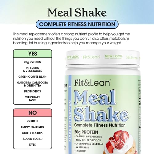 Fit & Lean Meal Shake, Fat Burning Meal Replacement, Protein, Fiber, Probiotics, Strawberry Fit & LeanBuy Supplements Australia