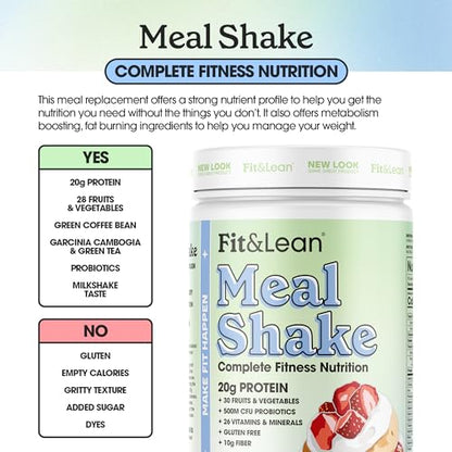 Fit & Lean Meal Shake, Fat Burning Meal Replacement, Protein, Fiber, Probiotics, Strawberry Fit & LeanBuy Supplements Australia
