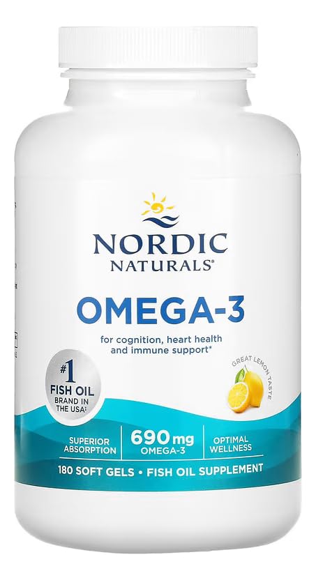 Nordic Naturals Omega-3, Lemon Flavor - 180 Soft Gels - 690 mg Omega-3 - Fish Oil - EPA & DHA - Immune Support, Brain & Heart Health, Optimal Wellness - Non-GMO - 90 Servings Nordic Naturals buy supplements Au