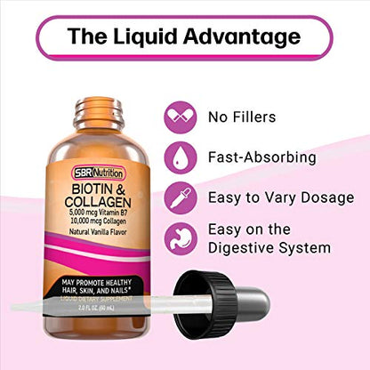 SBR Nutrition Biotin and Collagen Liquid Drops Daily Food Supplement, Vitamins SBR NutritionBuy Supplements Australia