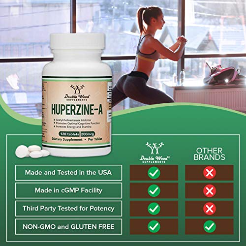 Huperzine A 200mcg (Third Party Tested) Manufactured in The USA, 120 Tablets, Brain Double Wood SupplementsBuy Supplements Australia