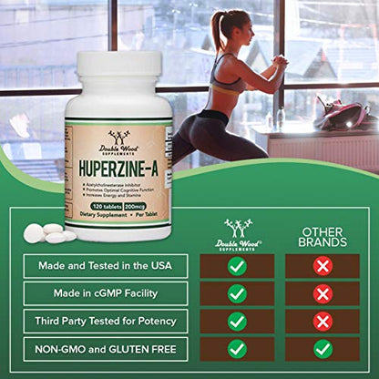 Huperzine A 200mcg (Third Party Tested) Manufactured in The USA, 120 Tablets, Brain Double Wood SupplementsBuy Supplements Australia