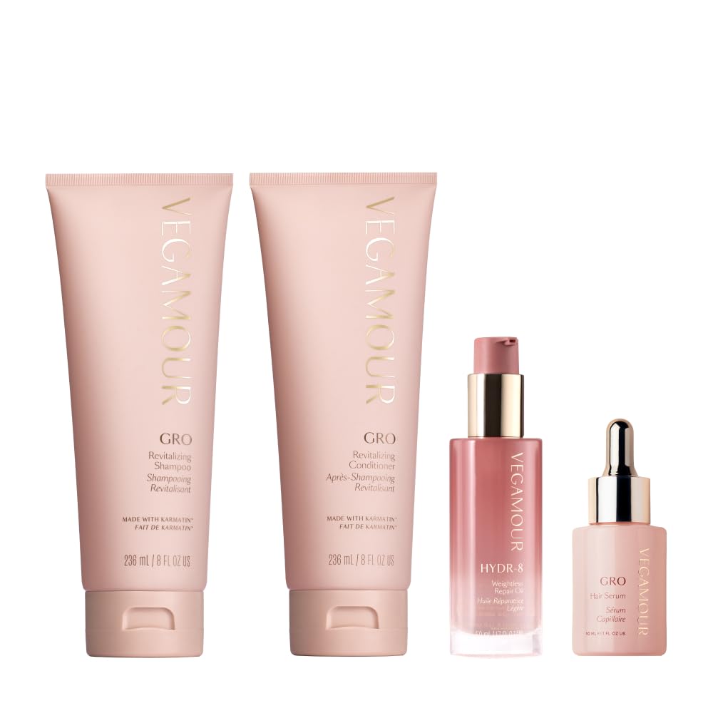 Vegamour Essentials Kit: Revitalizing Shampoo & Conditioner, Hair Serum, Weightless Repair Oil for All Hair Types VEGAMOURBuy Supplements Australia