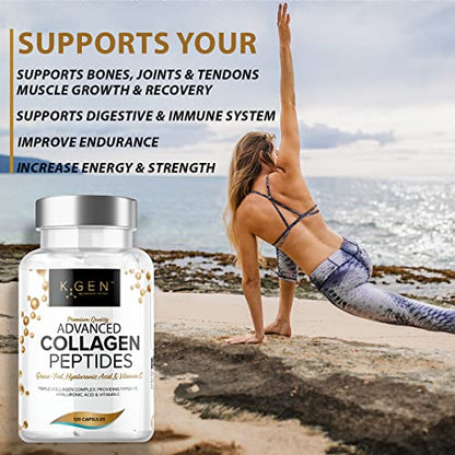 Pure Collagen Supplements Capsules Grass Fed Advanced Multi Collagen Peptides K GEN rejuvenation nutritionBuy Supplements Australia