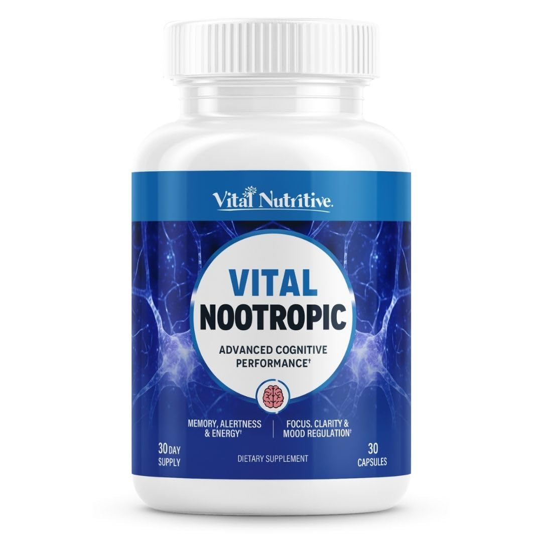 Vital Nootropic 12-in-1 Brain Supplement for Memory, Focus & Energy Support – L-Tyrosine, Bacopa, Rhodiola, Caffeine, B Vitamins – Cognitive Balance Capsules for Men & Women-30 Days Supply VITAL NUTRITIVEBuy Supplements Australia