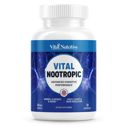 Vital Nootropic 12-in-1 Brain Supplement for Memory, Focus & Energy Support – L-Tyrosine, Bacopa, Rhodiola, Caffeine, B Vitamins – Cognitive Balance Capsules for Men & Women-30 Days Supply VITAL NUTRITIVEBuy Supplements Australia
