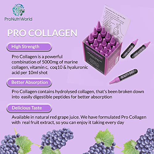 ProNutriWorld Marine Collagen Peptides Shots, Hyaluronic Acid and CoQ10 ProNutriWorldBuy Supplements Australia