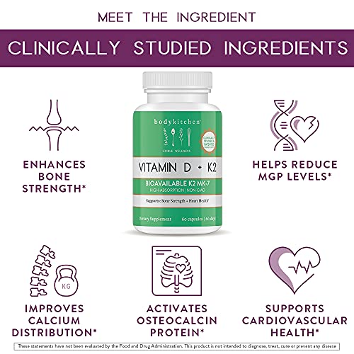Body Kitchen Vegan Plant-Based Vitamin D3 + K2 (MK7) Supplement, Bone and Heart Body KitchenBuy Supplements Australia