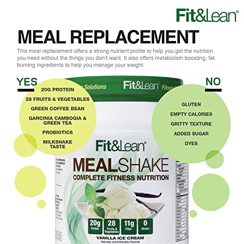 Fit & Lean Meal Shake, Fat Burning Meal Replacement, Protein, Fiber, Probiotics, Vanilla Fit & LeanBuy Supplements Australia