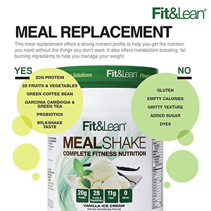 Fit & Lean Meal Shake, Fat Burning Meal Replacement, Protein, Fiber, Probiotics, Vanilla Fit & LeanBuy Supplements Australia
