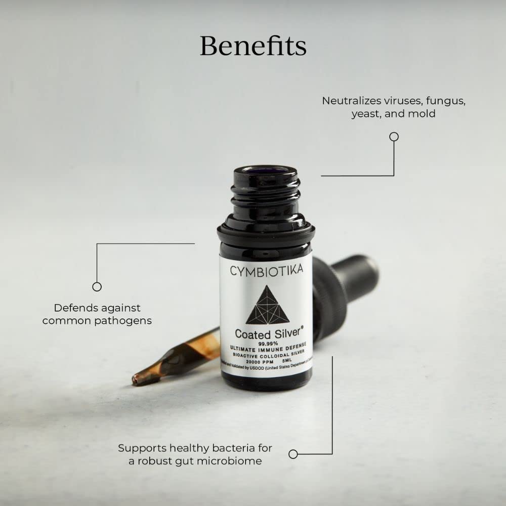 CYMBIOTIKA Colloidal Silver Liquid Supplement with Coated Silver, 20,000 PPM Mineral Concentrate, Immune Support Supplement for Adults, Easy to Use, 5 ml CYMBIOTIKABuy Supplements Australia