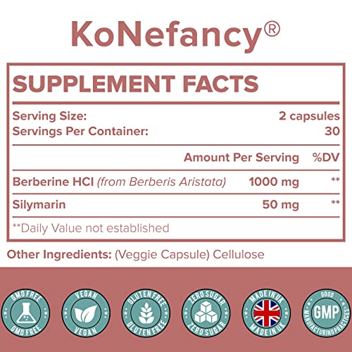 KoNefancy Berberine HCL Supplement 1000mg, High Absorption Berberine Plus Vegan Cap KoNefancyBuy Supplements Australia