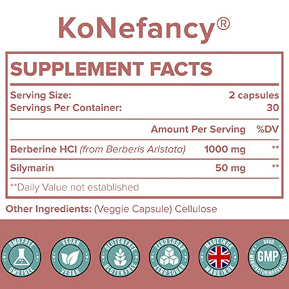 KoNefancy Berberine HCL Supplement 1000mg, High Absorption Berberine Plus Vegan Cap KoNefancyBuy Supplements Australia