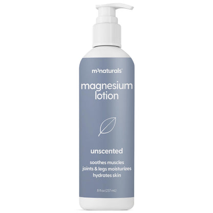 Unscented Magnesium Lotion for Sleep & Leg Cramps, Suitable for Sensitive Skin, Helps with Muscle Relaxation, Soothes Tired Legs & Foot Aches and Supports Restful Nights, 8 fl oz by M3 M3 NaturalsBuy Supplements Australia