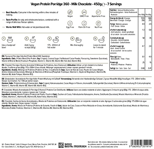 Protein Works - Vegan Protein Porridge 360 | High Protein Breakfast | Plant-Based | Chocolate | 450g THE PROTEIN WORKSBuy Supplements Australia