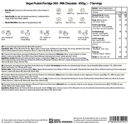 Protein Works - Vegan Protein Porridge 360 | High Protein Breakfast | Plant-Based | Chocolate | 450g THE PROTEIN WORKSBuy Supplements Australia
