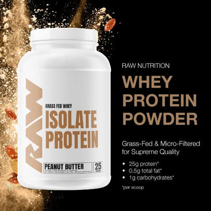 RAW Whey Isolate Protein Powder, Peanut Butter - 100% Grass-Fed Sports Nutrition Protein RAWBuy Supplements Australia