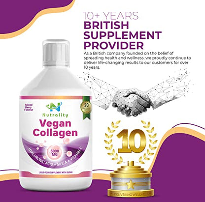Nutrality Vegan Liquid Collagen | Premium-Grade 5000mg Hydrolyzed Collagen Peptides with Silica, Biotin NutralityBuy Supplements Australia