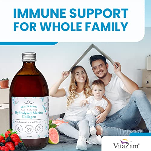 VitaZam Marine Collagen Liquid 10000mg with Hyaluronic Acid, Hydrolysed Peptide, Biotin for Hair, Skin, Nails, Joint, and Muscles, 500 ml VitaZamBuy Supplements Australia