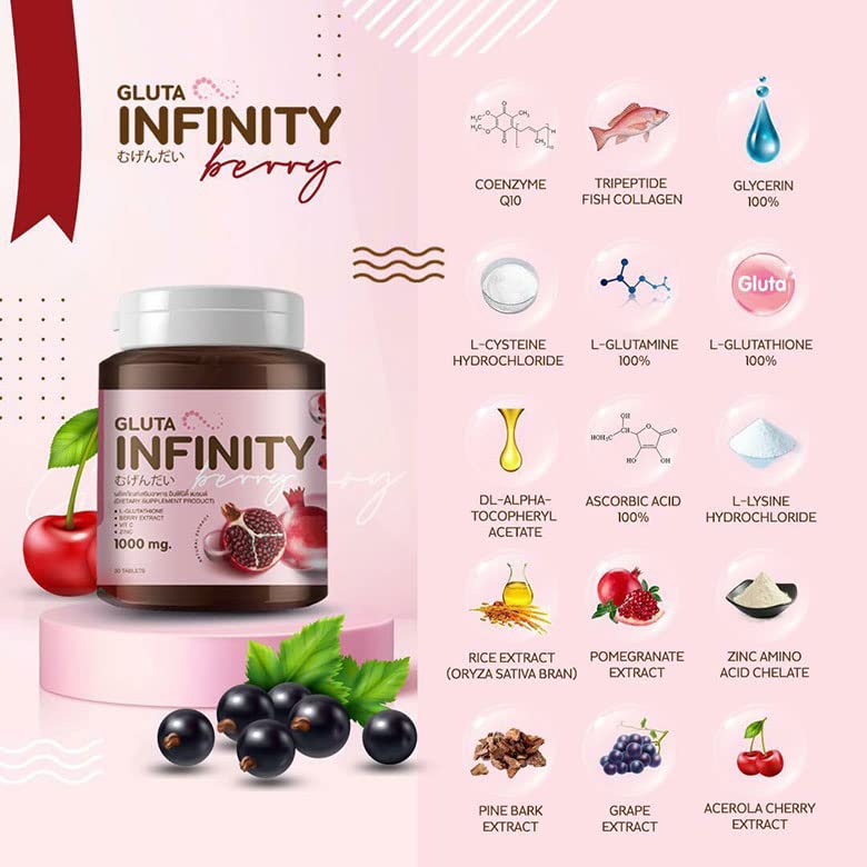 Gluta Infiniy 1000mg L-Glutathione Supplement Tripeptide Fish Collagen L-Glutamine Ascorbic Alizée SpaBuy Supplements Australia