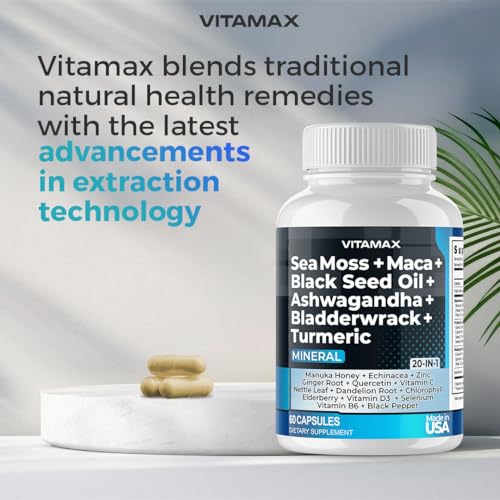 Sea Moss 3000mg Maca 1000mg Black Seed Oil 2000mg Ashwagandha 1000mg Bladderw VitamaxBuy Supplements Australia
