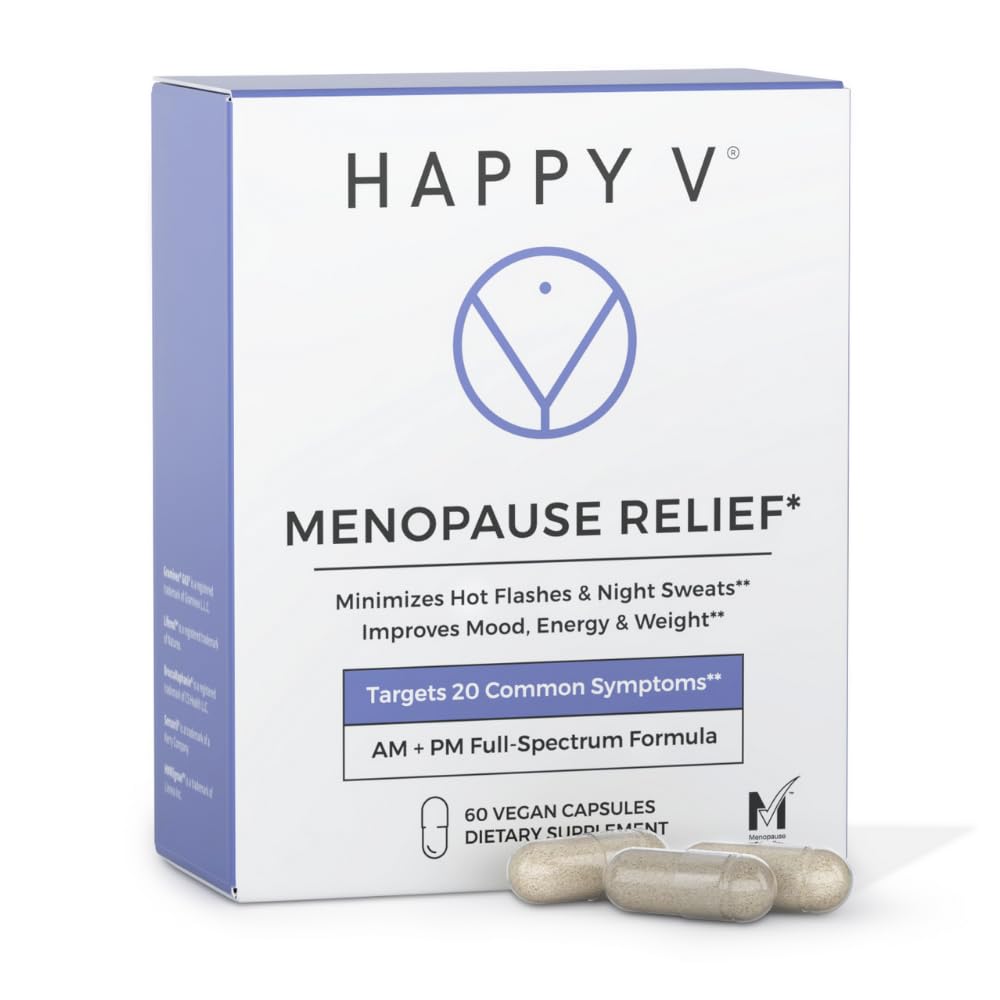 Happy V Menopause Relief Supplement for Women – Hormone Balance, Hot Flash & Night Sweat Support, Mood & Energy Booster, Vaginal Wellness, Perimenopause & Postmenopause Support – 60 Vegan Capsules Happy VBuy Supplements Australia