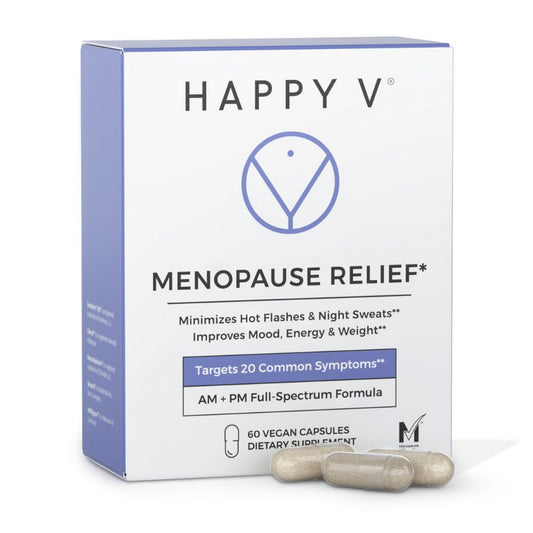 Happy V Menopause Relief Supplement for Women – Hormone Balance, Hot Flash & Night Sweat Support, Mood & Energy Booster, Vaginal Wellness, Perimenopause & Postmenopause Support – 60 Vegan Capsules Happy VBuy Supplements Australia