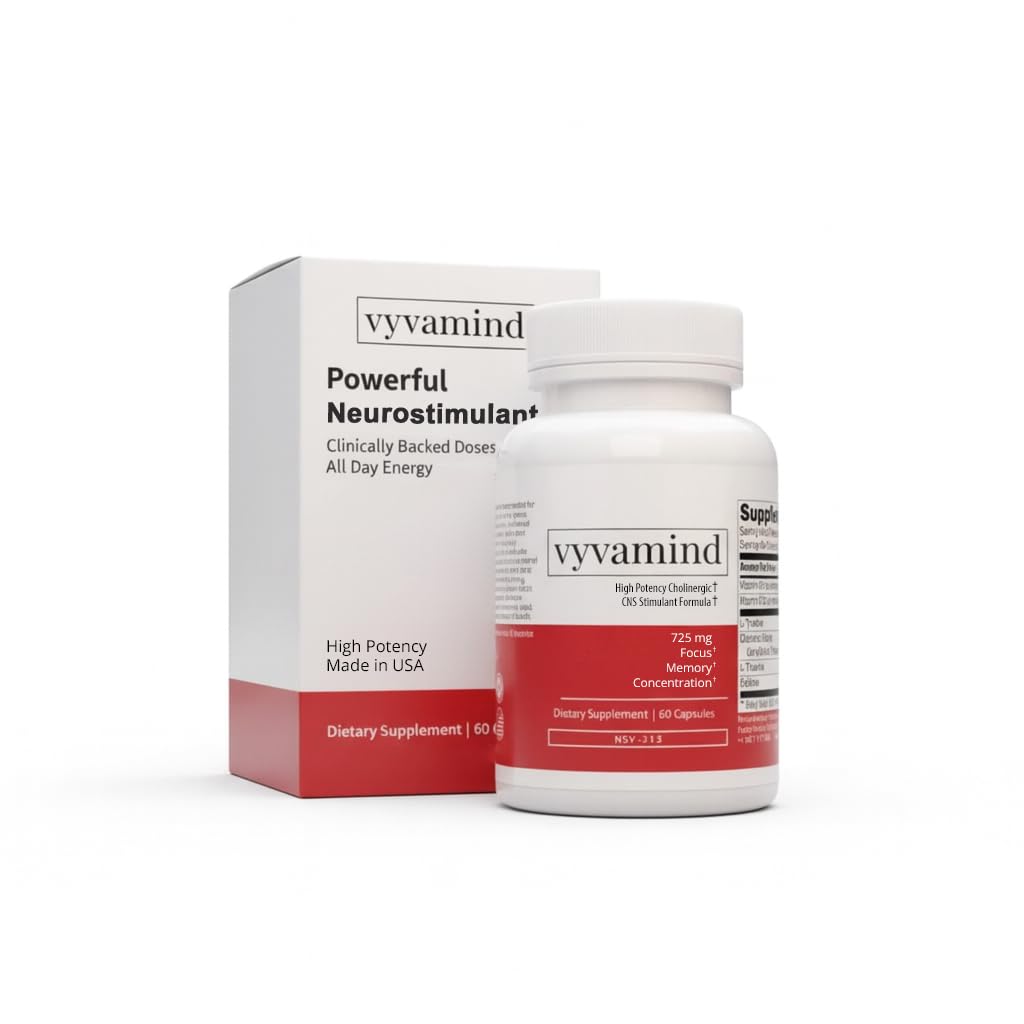 vyvamind Neurostimulant + Focus Aid Nootropic for Enhanced Concentration & Mental Clarity, Brain Support with Caffeine L-Theanine, Fast-Acting Cognitive Boost, 60 Capsules vyvamind Neurostimulant + Focus AidBuy Supplements Australia