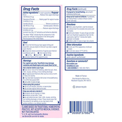 Boiron YeastCalm Homeopathic Suppositories for Yeast Infections, Burning, Discharge BoironBuy Supplements Australia