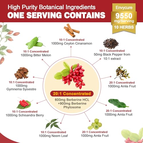 Berberine Supplement Organic 1500mg with Ceylon Cinnamon Bitter Melon & Banana Leaf envycureBuy Supplements Australia