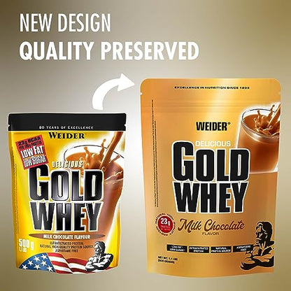 Weider Gold Whey (500g) Milk Chocolate Flavour. Ultrafiltrated Proteins from 100% Whey Protein WeiderBuy Supplements Australia