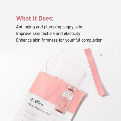 DR.ORACLE PDRN Recipe Clear Mask, Skin-fitting sheet mask PDRN, hyaluronic acid, special self care, moist, rejuvenation, vitalizing, 500ppm, 180ml (6,1 fl. oz.), 1 box - 10 sheets DR.ORACLE buy supplements Au