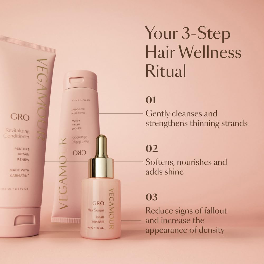 Vegamour Essentials Kit: Revitalizing Shampoo & Conditioner, Hair Serum, Weightless Repair Oil for All Hair Types VEGAMOURBuy Supplements Australia