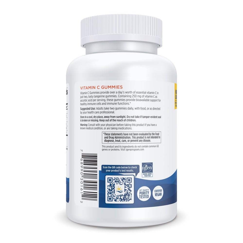 Nordic Naturals Vitamin C Gummies, Tart Tangerine - 120 Gummies - 250 mg Vitamin C - Immune Support, Antioxidant Protection