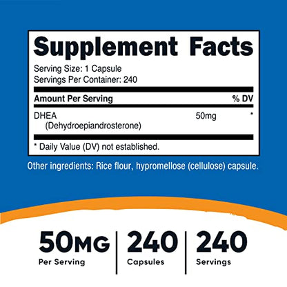 Nutricost DHEA 50mg, 240 Capsules - Gluten Free, Soy Free, Non-GMO, Supplement NutricostBuy Supplements Australia