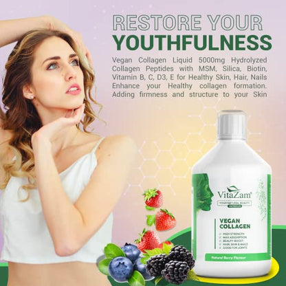 VitaZam Vegan Collagen Liquid 5000mg Hydrolyzed Collagen Peptides for Women VitaZamBuy Supplements Australia