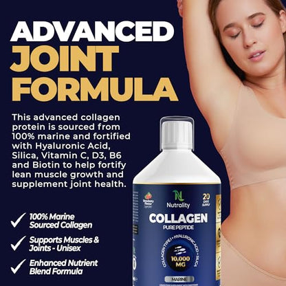 Nutrality Marine Collagen Sugar Free Liquid | Peptides, Hyaluronic Acid, Silica, Biotin, 10000mg Type 1 NutralityBuy Supplements Australia