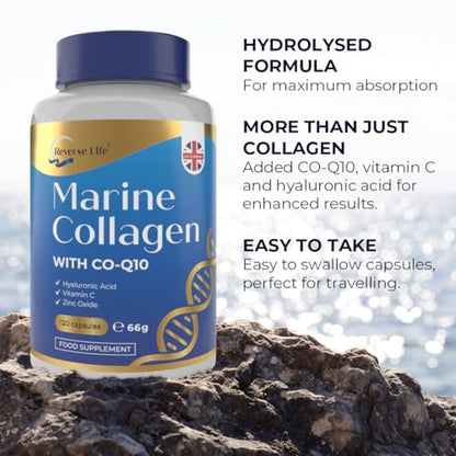 Reverse Life Marine Collagen Capsules 1200mg – with Hyaluronic Acid & Vitamin C + Q10 Reverse LifeBuy Supplements Australia