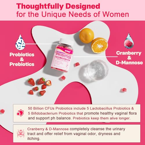 Probiotics for Women Gummies, Sugar Free Vaginal Probiotics 50 Billion CFU 10 Strains w/ Cranberry NEVISSBuy Supplements Australia