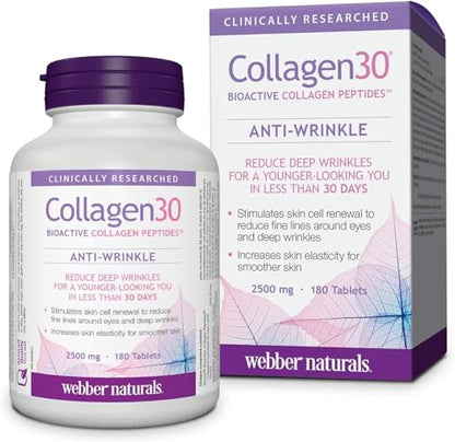 Webber Naturals Collagen30® Bioactive Collagen Peptides 2500 mg 180 Tablets Webber NaturalsBuy Supplements Australia