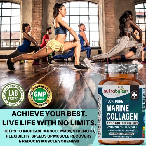 High Strength Marine Collagen Capsules - 1250mg Hydrolysed Collagen Supplement NUTRABYTESBuy Supplements Australia