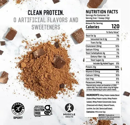 Ascent 100% Whey Protein Powder - Post Workout Whey Protein Isolate, Zero Artificial Flavors & Sweeteners Ascent