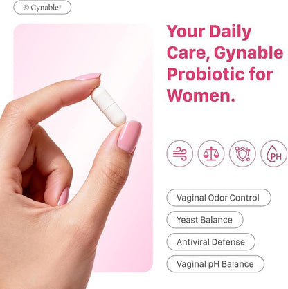 Gynable Vaginal Probiotics for Women Odor & Itch Support, Urinary | pH Balance, Female Probiotics 10 Billion CFU Lactobacillus Probiotics Blend,Selenium-Vitamin C/E/D3 Promote Immune Health,60 Count VevoecBuy Supplements Australia