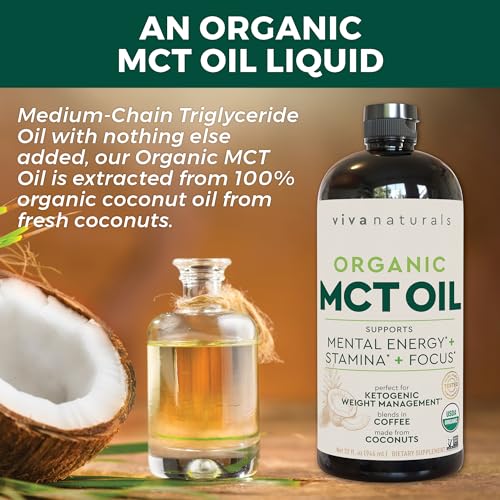 Viva Naturals Organic MCT Oil for Keto Coffee (32 fl oz) - Best MCT Oil Supplement Viva NaturalsBuy Supplements Australia