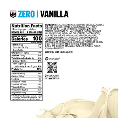 Muscle Milk ZERO, 100 Calorie Protein Powder, Vanilla, 15g Protein, 1.65 Pound, 25 Servings Muscle MilkBuy Supplements Australia