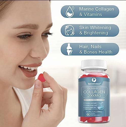 **New**Advanced Collagen Gummies 2000mg - Promote Skin Elasticity, Hair Growth, and Joint Health - Delicious Berry AlphaStateSciencesBuy Supplements Australia