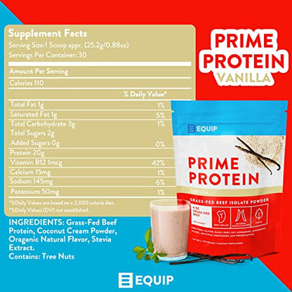 Equip Foods Prime Protein - Grass Fed Beef Protein Powder Isolate - Gluten Free Carnivore EquipBuy Supplements Australia
