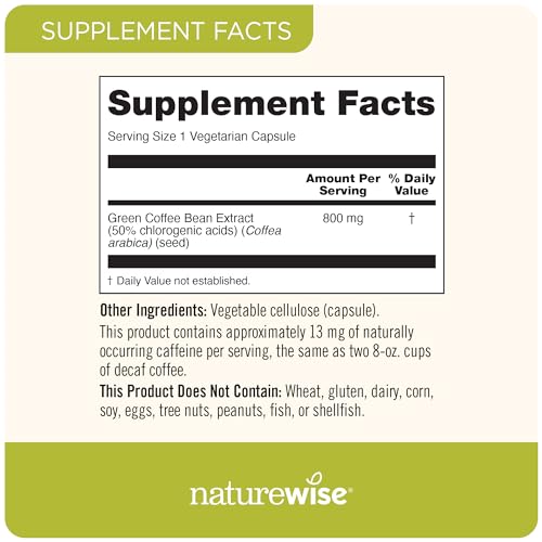 NatureWise Green Coffee Bean Extract - Pure Green Coffee Bean Capsules 800mg NatureWiseBuy Supplements Australia