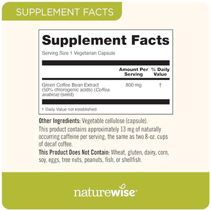 NatureWise Green Coffee Bean Extract - Pure Green Coffee Bean Capsules 800mg NatureWiseBuy Supplements Australia