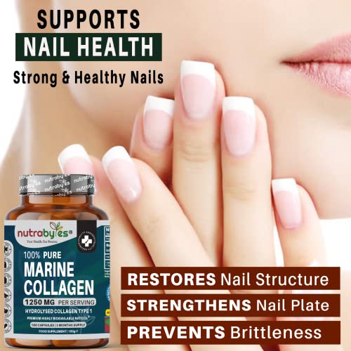 High Strength Marine Collagen Capsules - 1250mg Hydrolysed Collagen Supplement NUTRABYTESBuy Supplements Australia